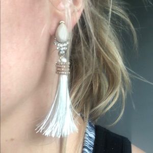 White Fringe Earrings